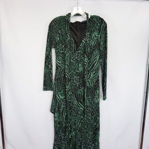 Rachel Roy Elegant Green Animal Print Dress